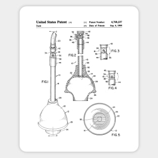 Toilet Plunger Patent - Housewarming Bathroom Art - White Sticker